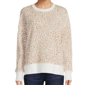 Time and Tru Women's Long Sleeve  Leopard Animal Print Sweatshirt, size M (8-10)